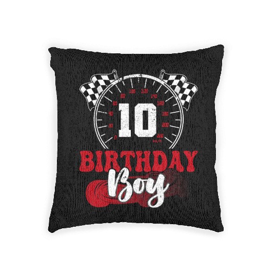 Race Car 10th Birthday Boy Party Pit Crew Woven Pillows