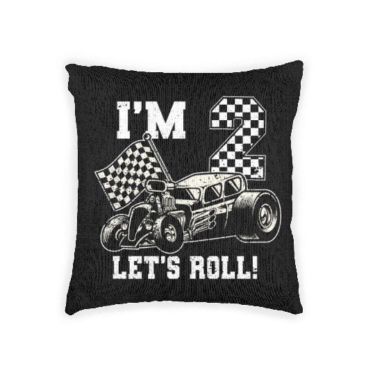 Race Car 2nd Birthday Boy 2 Two Toddler Racing Car Woven Pillows