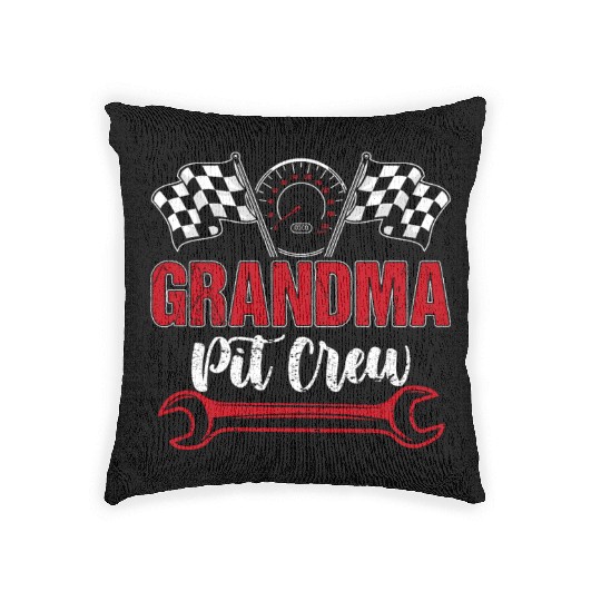 Race Car Birthday Racing Family Grandma Pit Crew Woven Pillows