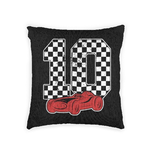 10 Year Old Pit Crew Boy Car Racing 10th Birthday Woven Pillows