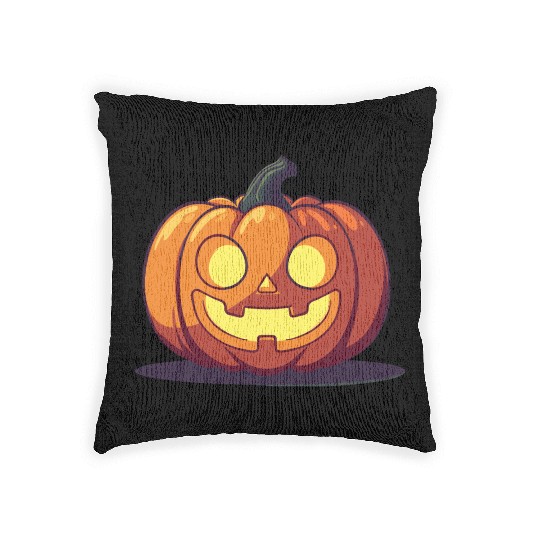 Happy Jack-o'-Lantern Pumpkin Woven Pillows
