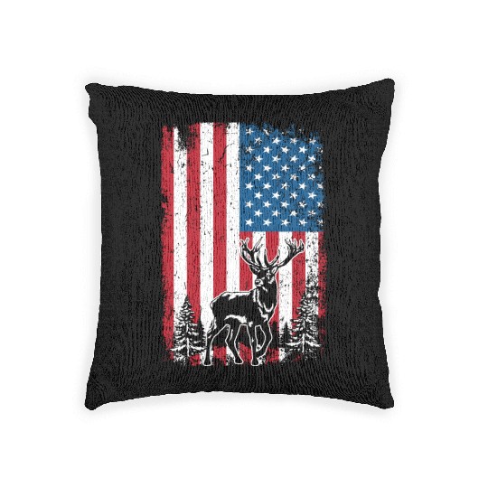 American Deer Hunter Patriotic Woven Pillows