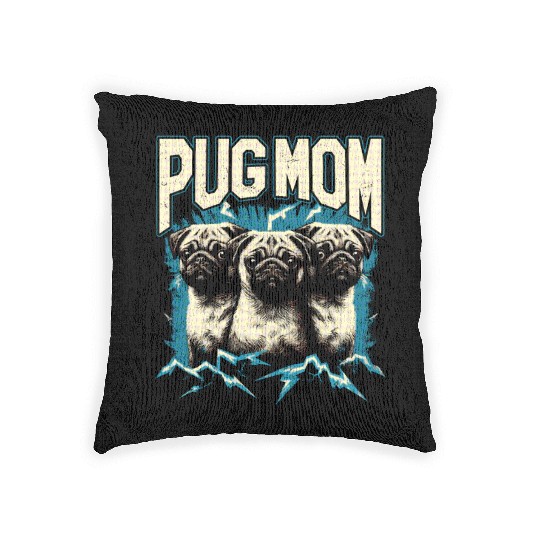 Pug Mom Bootleg Woven Pillows