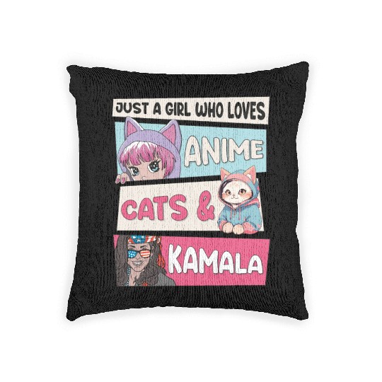 Cat Ladies for Kamala - Anime, Cats and Kamala 24 Woven Pillows