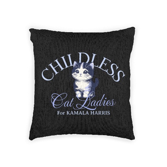 Childless Cat Ladies For Kamala Harris Woven Pillows
