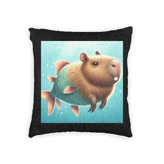 The capybara-fish Woven Pillows
