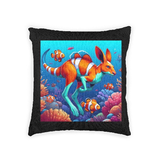 The kangaroo-clown fish Woven Pillows