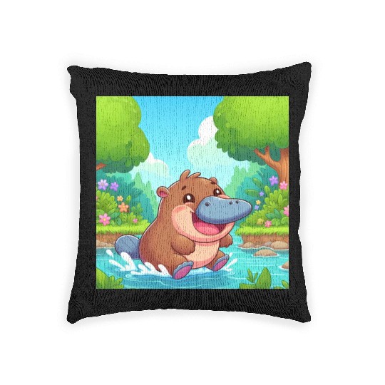 The hippo-platypus Woven Pillows