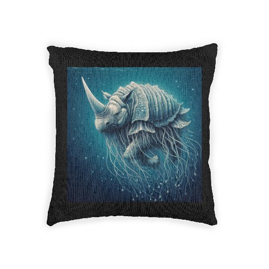 The jellyfish-rhino Woven Pillows