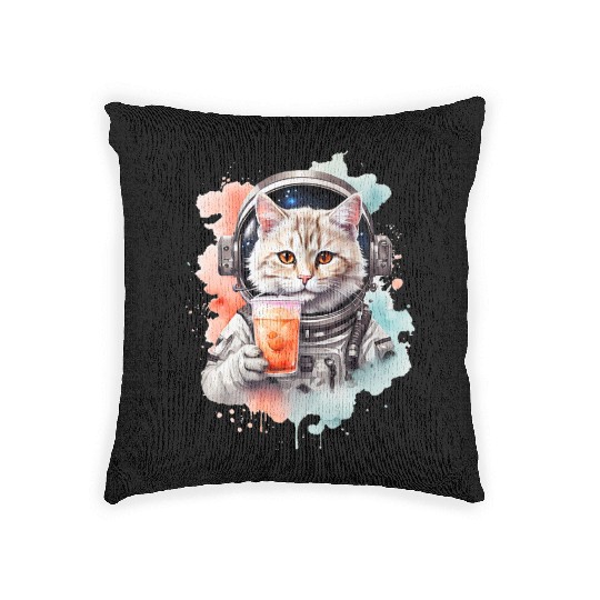 Space Cat Japanese Retro Kawaii Cute Kawaii Astron Woven Pillows