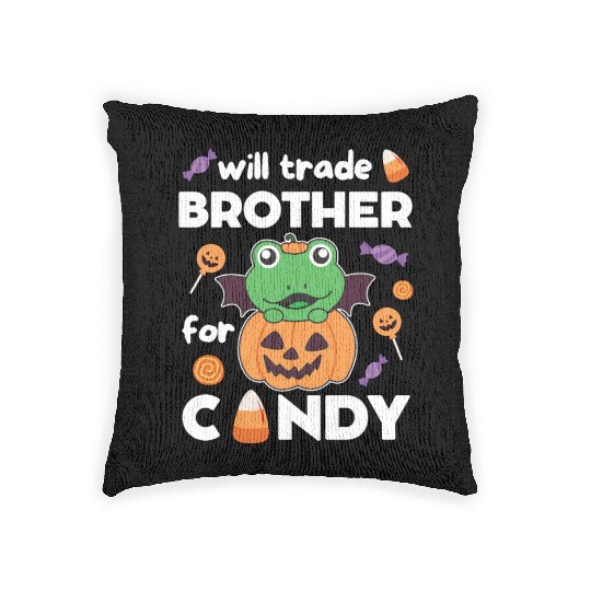 Frog Halloween Trade Brother For Candy Woven Pillows