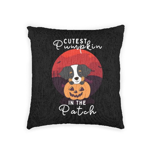 Bernese Mountain Dog Cutest Pumpkin In The Patch Woven Pillows