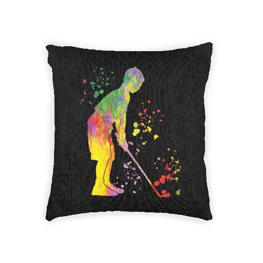 Golfer Colorsplash Kids Miniature Golf Woven Pillows