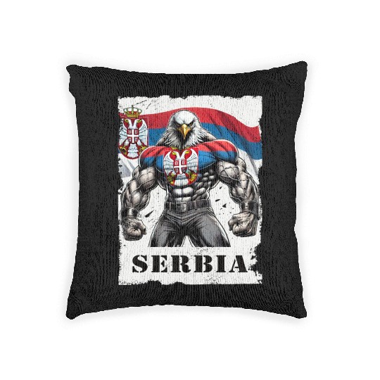 Serbia Eagle Bodybuilding Design Woven Pillows