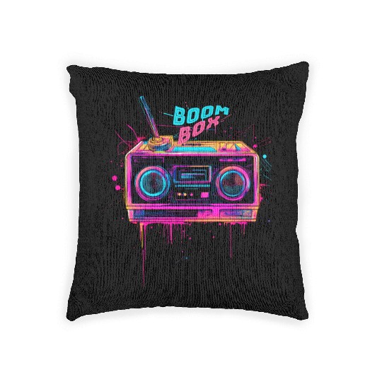 boombox 80s music Woven Pillows