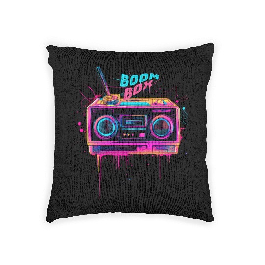 boombox 80s music Woven Pillows