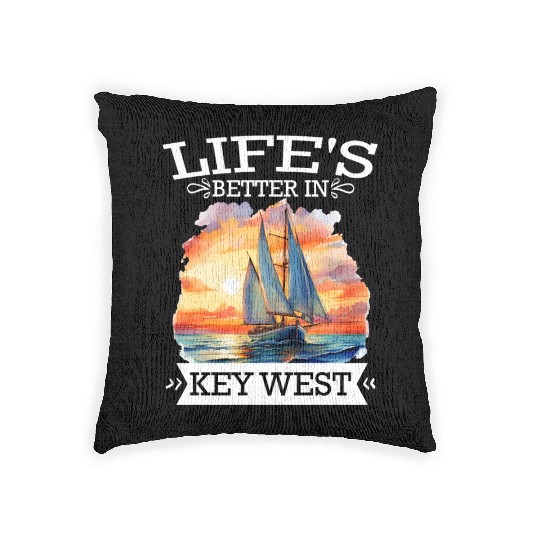 Florida Sailing LIFE'S BETTER IN KEY-WEST Woven Pillows