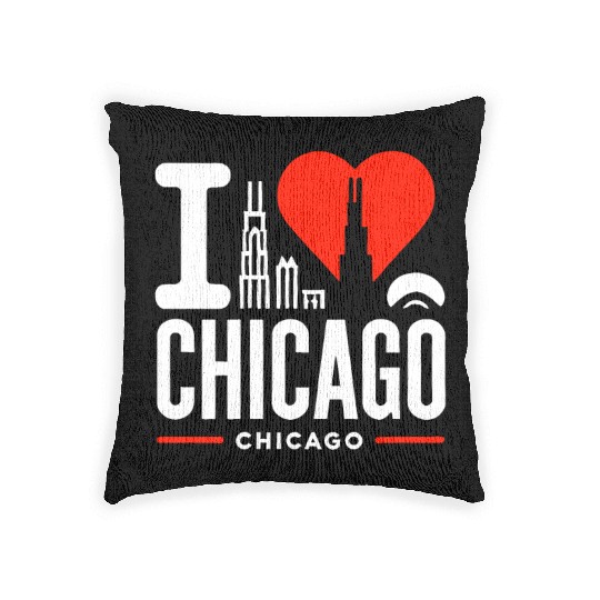 I Love Chicago The Windy City Chi-Town Woven Pillows