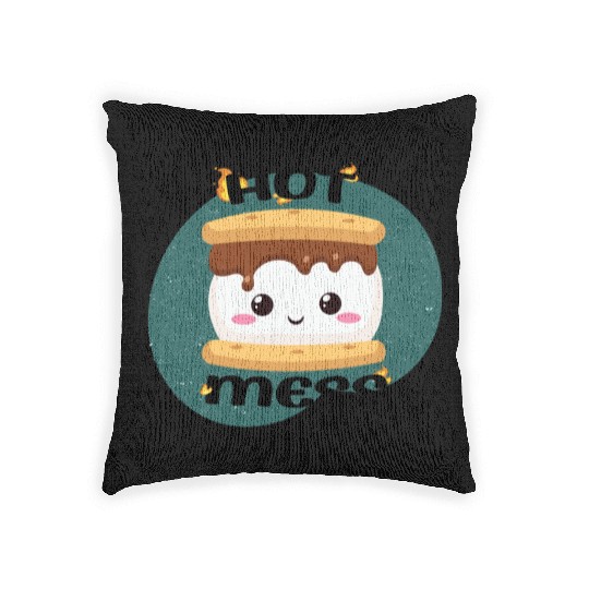 Hot Mess Kawaii S'more Meme Woven Pillows