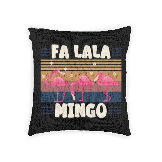 Candy Cane Flamingoes Fa La La MINGO Flamingo Woven Pillows