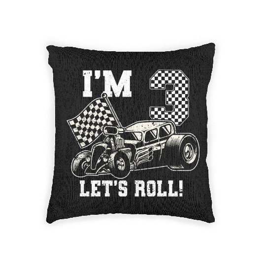 Race Car 3rd Birthday Boy 3 Three Toddler Racing Woven Pillows