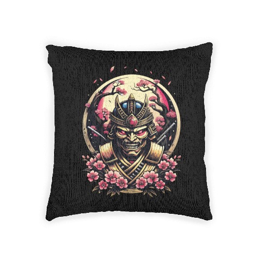 001 Samurai s Cherry Blossom Fall Woven Pillows