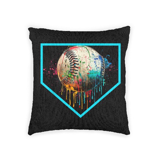 Baseball Home Plate Drip Woven Pillows Ice Cream Softball
