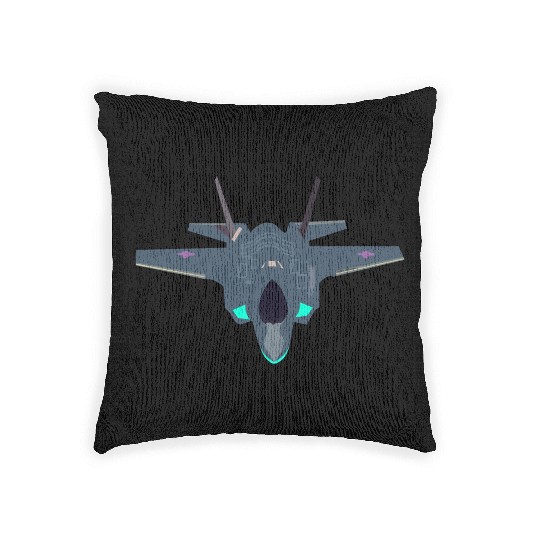 Stealthy F-35 Fighter Jet Design Woven Pillows
