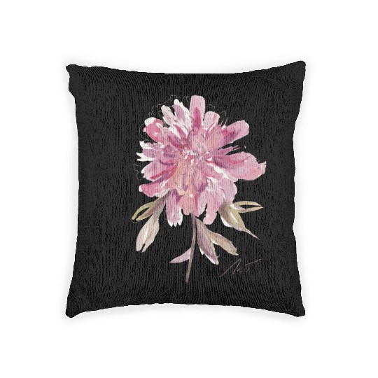 Peony loose watercolor hand-painted Woven Pillows