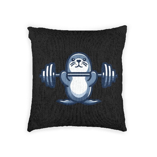 Seal dumbbell gym fitness workout training Woven Pillows