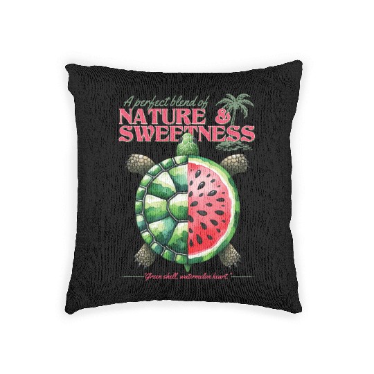Watermelon Turtle Lover Funny Summer Design Woven Pillows