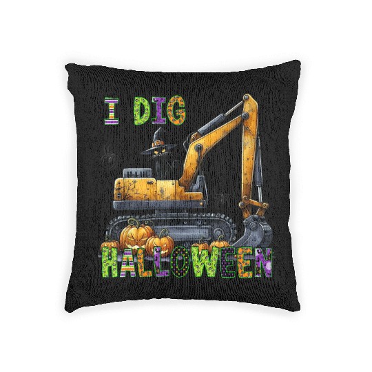 Construction Halloween Toddler I Dig Halloween Exc Woven Pillows