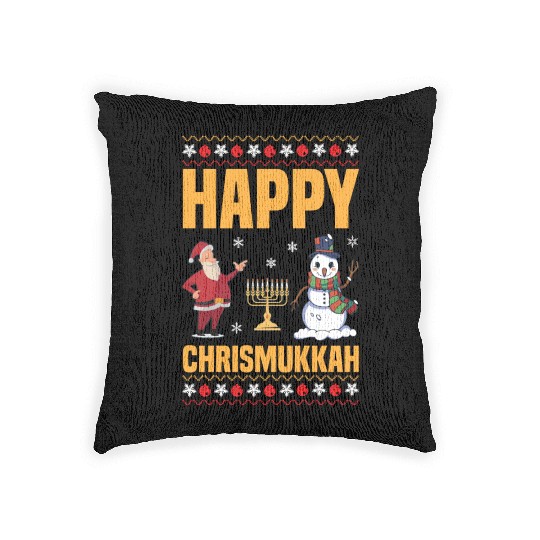 Happy Chrismukkah Funny Hanukkah Christmas Santa Woven Pillows