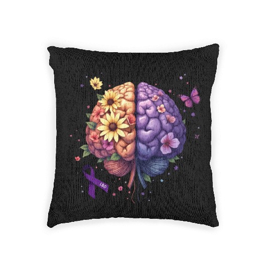 Human Brain Mental Health Illness Awareness Woven Pillows