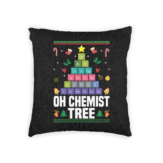 Christmas Tree Chemistry Science Periodic Table Woven Pillows