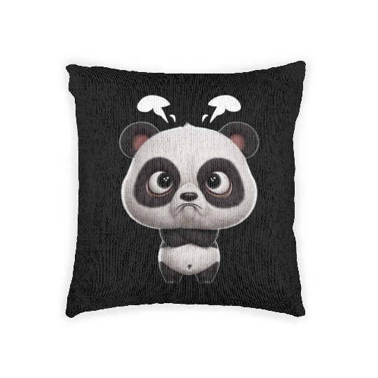 Cute Panda - Kawaii Angry Woven Pillows