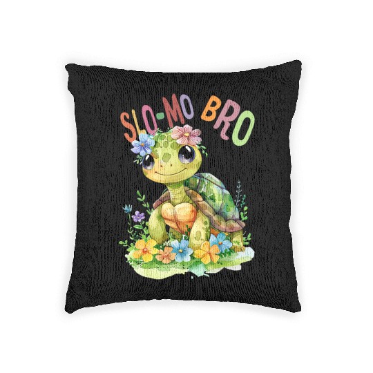 turtle with flowers cute turtles shielded Slo mo b Woven Pillows