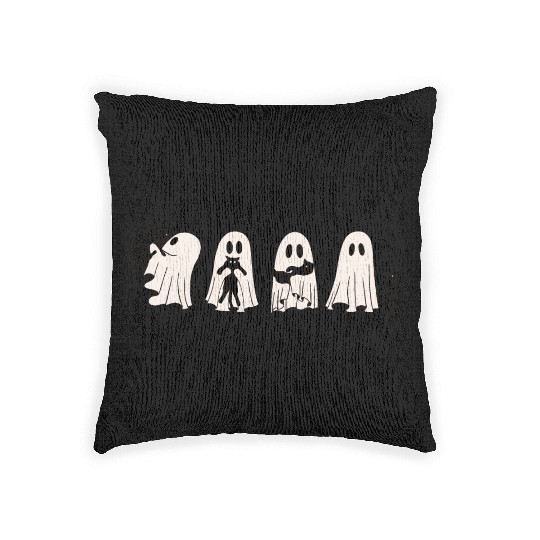 Funny Ghost Black Cat Spooky Season Trick Or Treat Woven Pillows