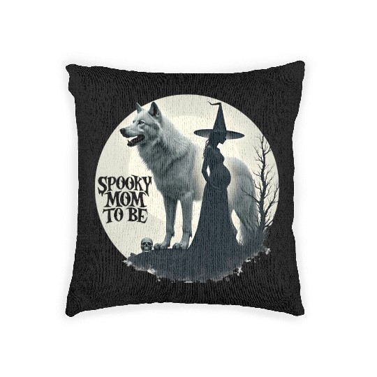 Spooky Mom To Be Baby Announcement Woven Pillows