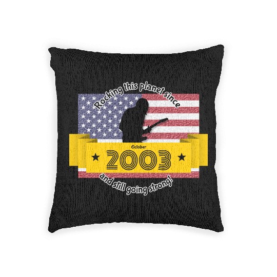 21st birthday Rocking this planet since 10/2003 Woven Pillows