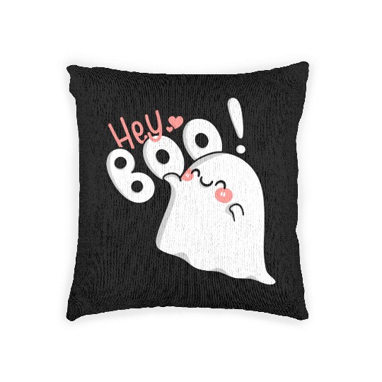 Hey Boo! Cute ghost Woven Pillows