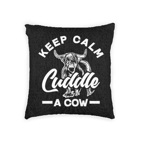 Keep Calm Cuddle A Highland Cow Woven Pillows