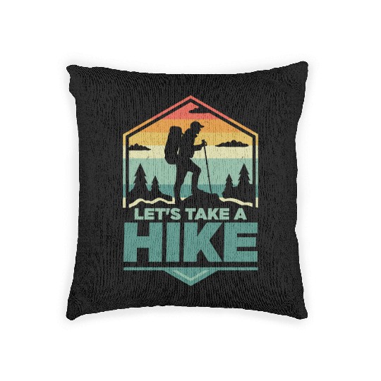Let's Take A Hike Hiking Hiker Woven Pillows