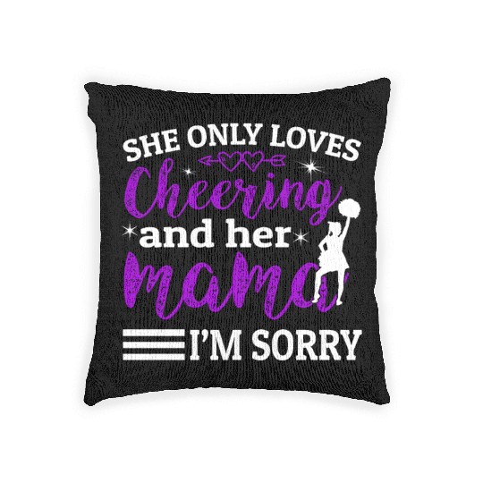 Loves Cheer Mom Cheerleading Mommy Mother's Da Woven Pillows