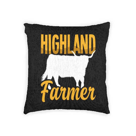 Highland Farmer Scottish Highland Cow Woven Pillows
