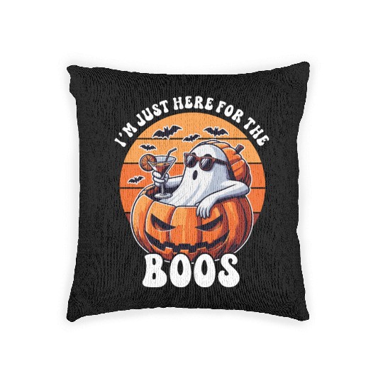 I'm Just Here For The Boos Cute Ghost Funny Ghoul Woven Pillows