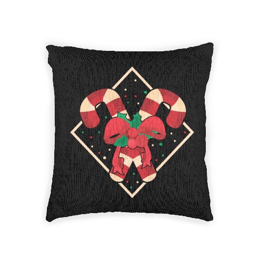 Candy Canes Christmas Woven Pillows - Holiday Christmas