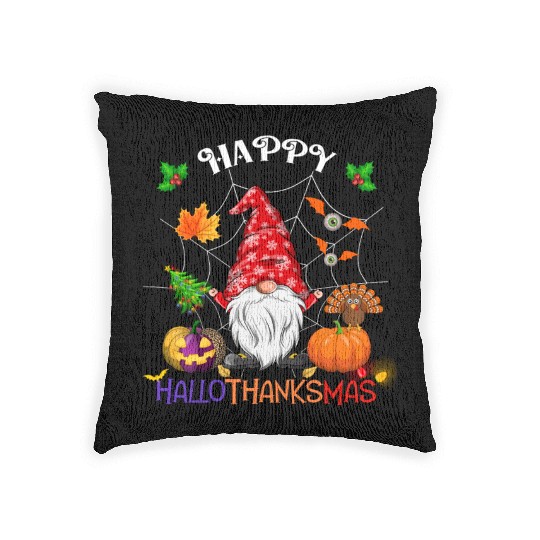 Happy HalloThanksMas Gnome Woven Pillows