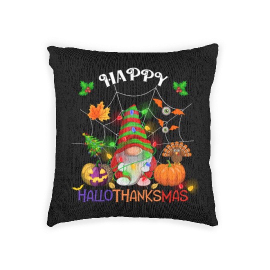 Happy HalloThanksMas Gnome Woven Pillows