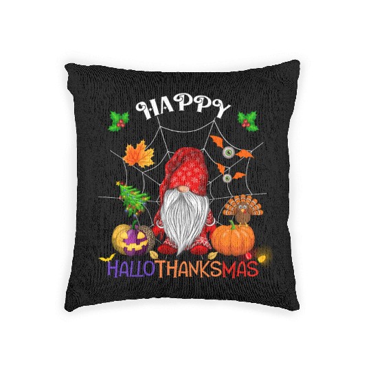Happy HalloThanksMas Gnome Woven Pillows